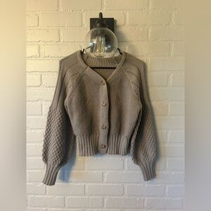 Women's Beige Button-Up Sweater